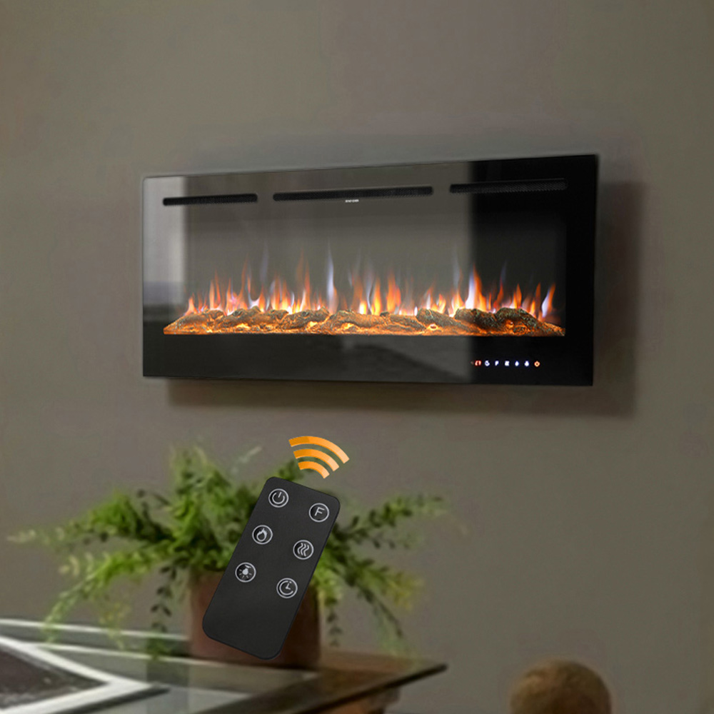 Living and Home Black LED Wall Mounted Electric Fireplace 80 inch Image 5