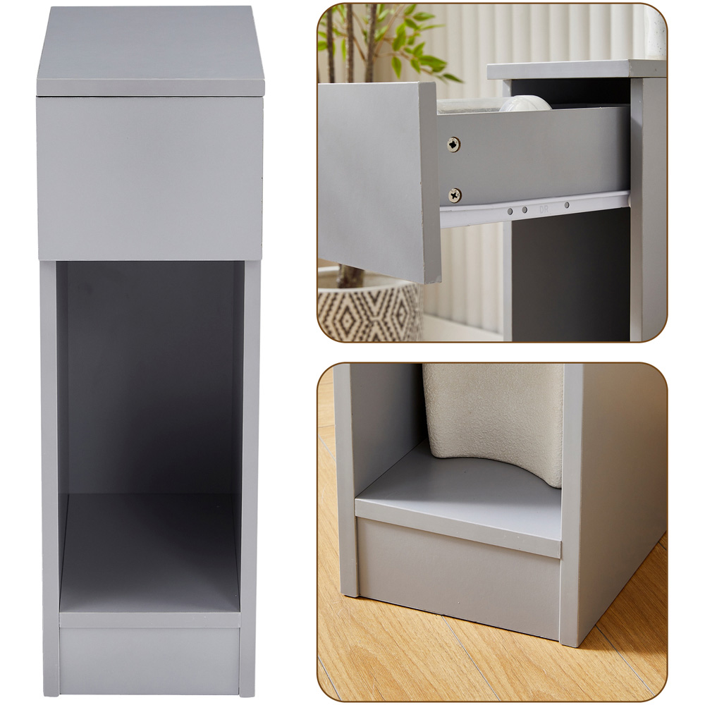 Brooklyn Ava Single Drawer Single Shelf Grey Solid Wooden Bedside Table Image 5
