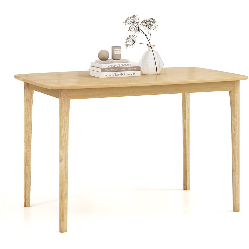 Costway 4 Seater Wooden Dining Table with Rubberwood Legs Natural Image 2