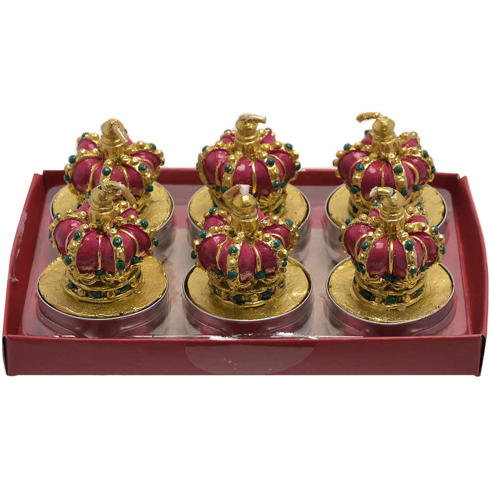 The Christmas Gift Co Red Crown Candle Tealights 6 Pack Image 4