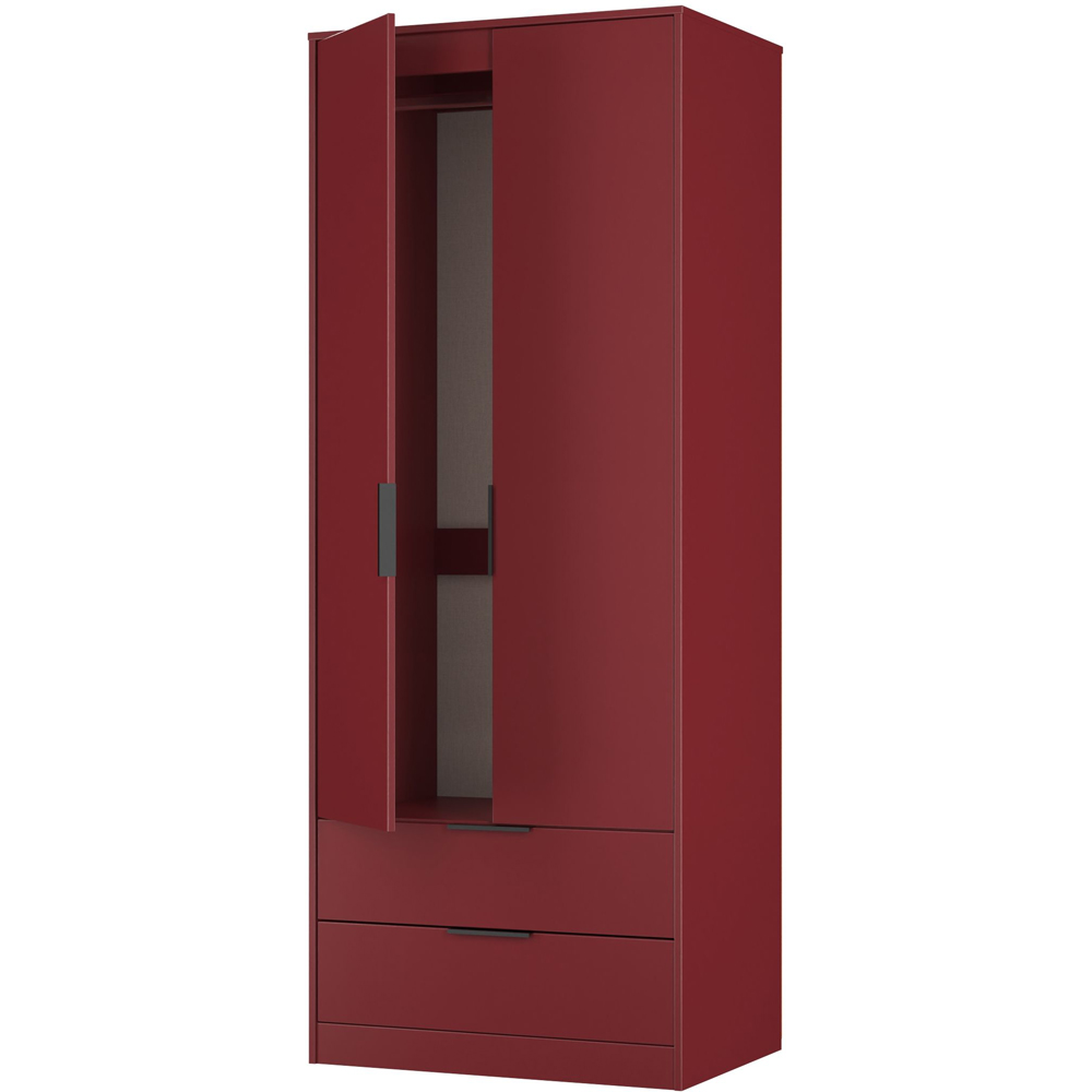 Crowndale Hong Kong 2 Door 2 Drawer Red Matt Tall Wardrobe Ready Assembled Image 6