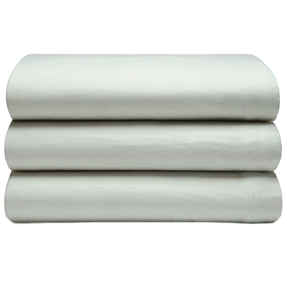 Serene Single Apple Green Brushed Cotton Flat Bed Sheet Image 1