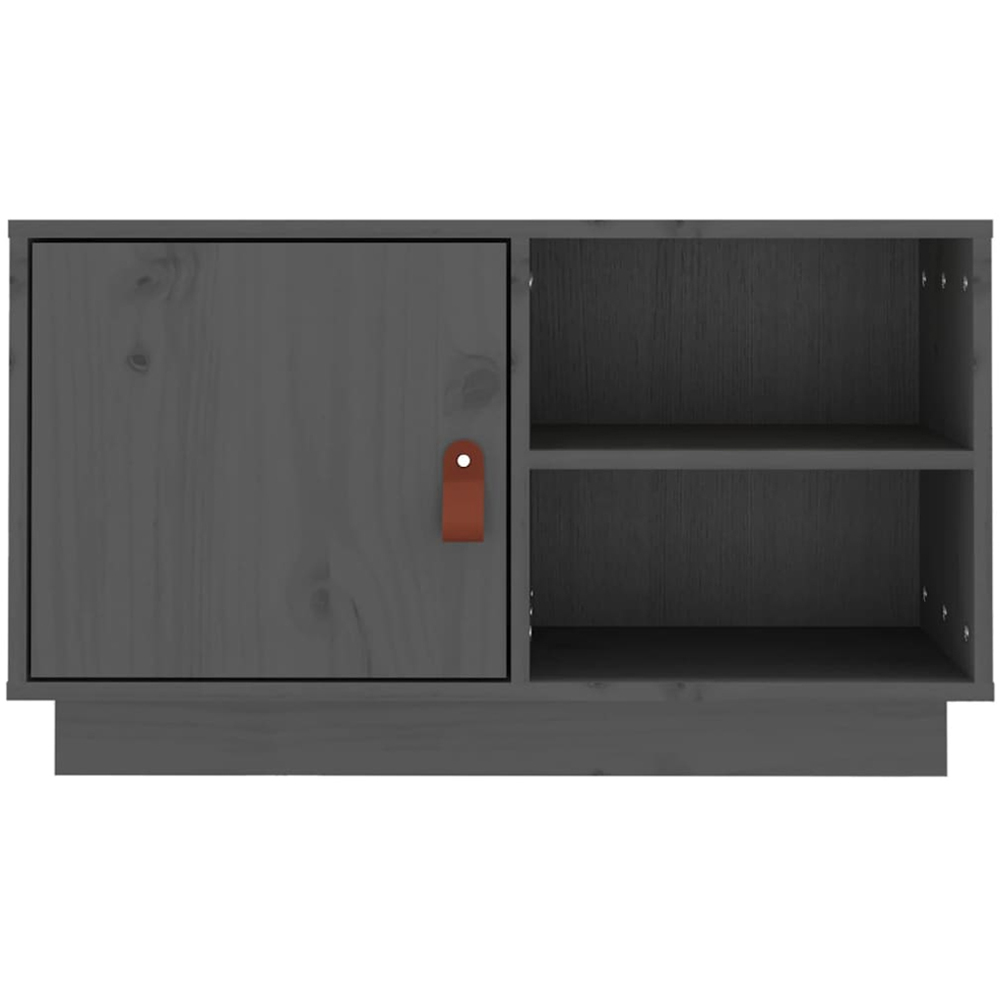 vidaXL Single Drawer 2 Shelf Grey Solid Pine TV Cabinet Image 6