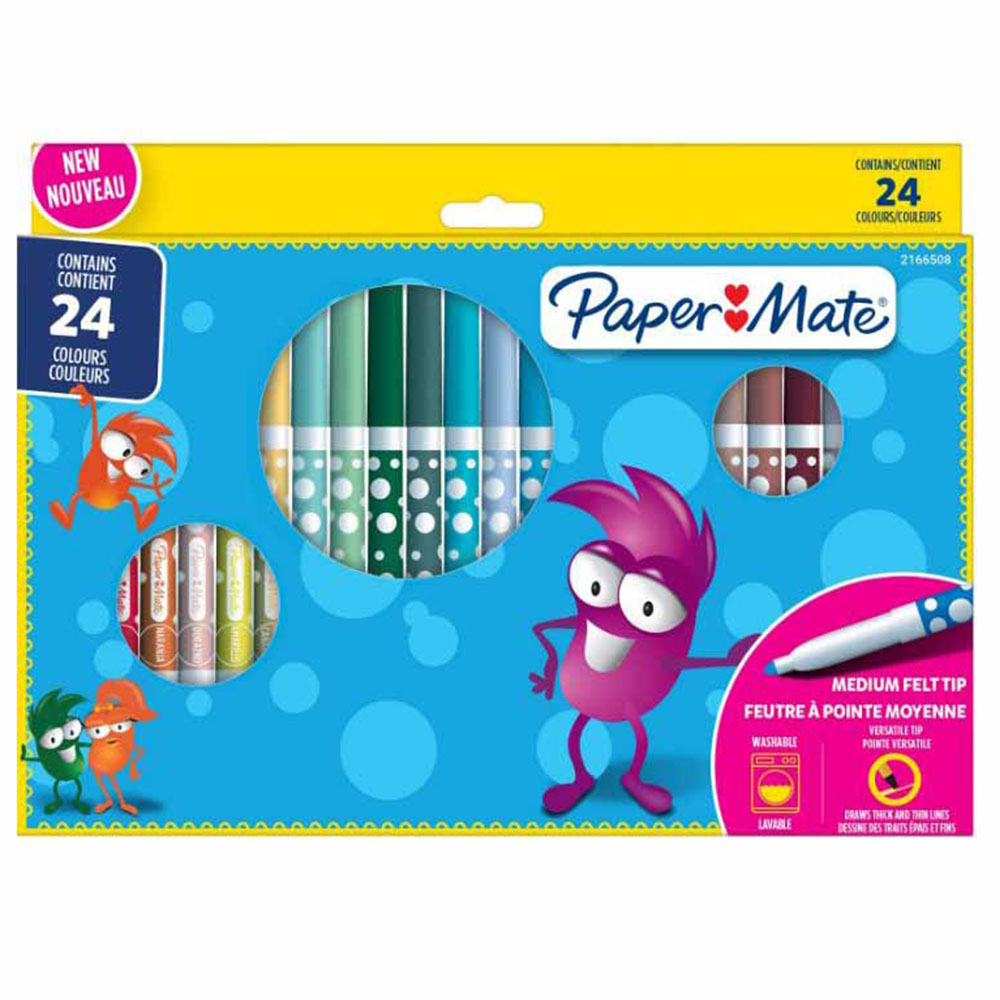 Papermate Colouring Felt Tip Pens Assorted 24pk Image