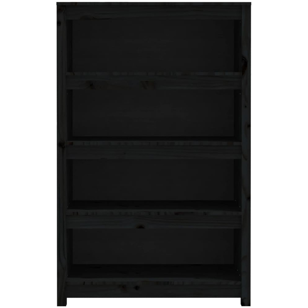 vidaXL 4 Shelf Black Solid Pine Wood Bookcase Image 3
