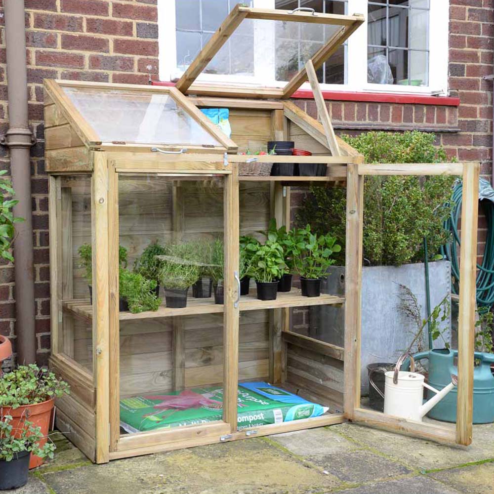 Forest Garden Softwood 4 x 2ft Mini Greenhouse Image 2