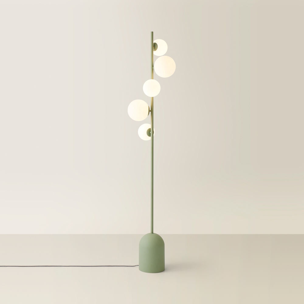 ValueLights Marlow 5 Way Sage Green Opaque Globe LED Floor Lamp Image 5