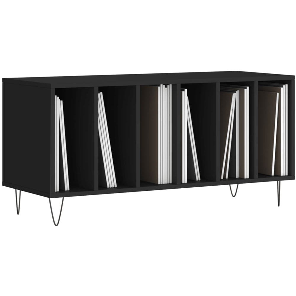 vidaXL 6 Shelf Black Record Cabinet Image 3