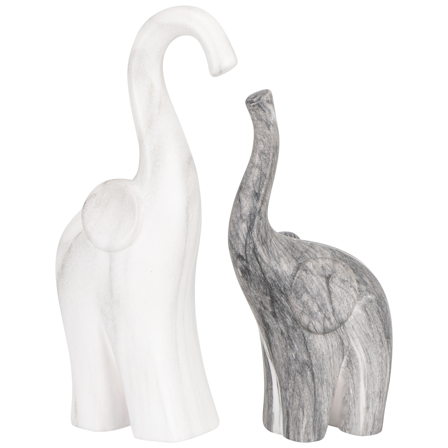 Marble Effect Elephant Statue Set of 2 Image