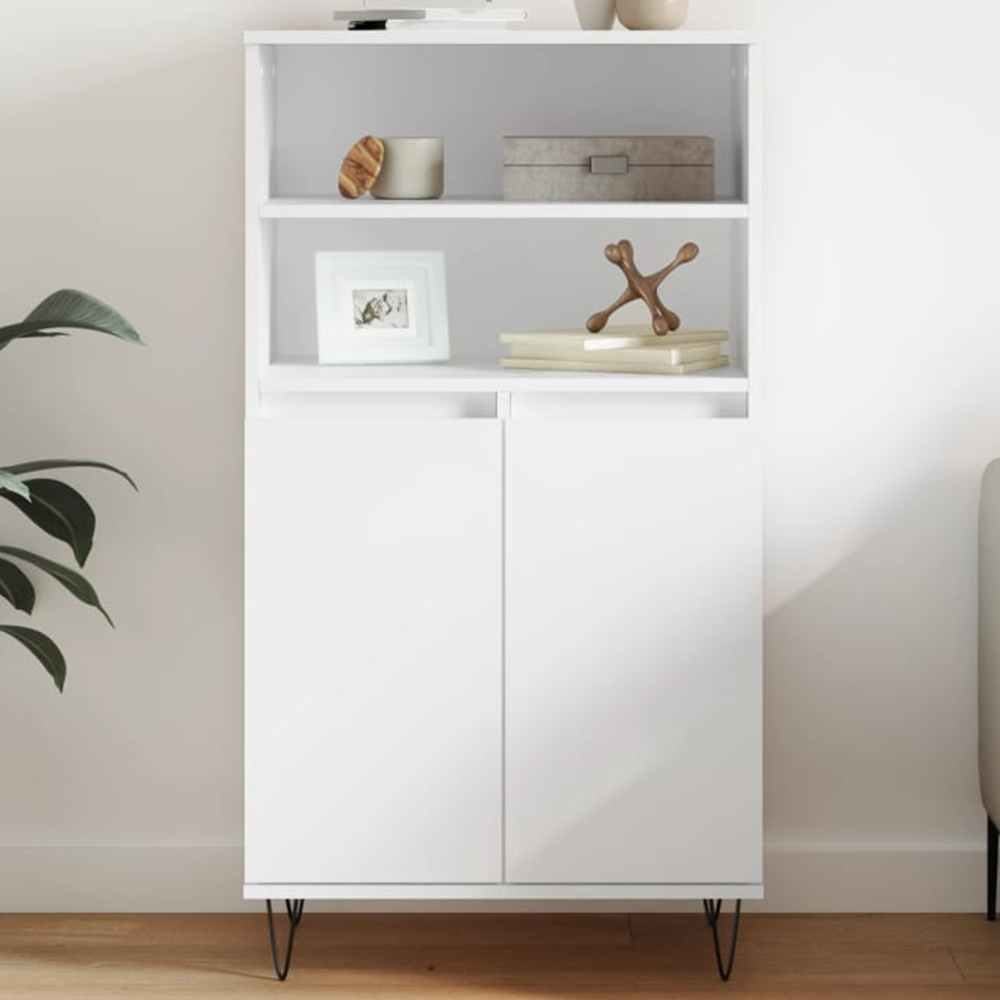 vidaXL 2 Door 2 Shelf White Highboard Image 1