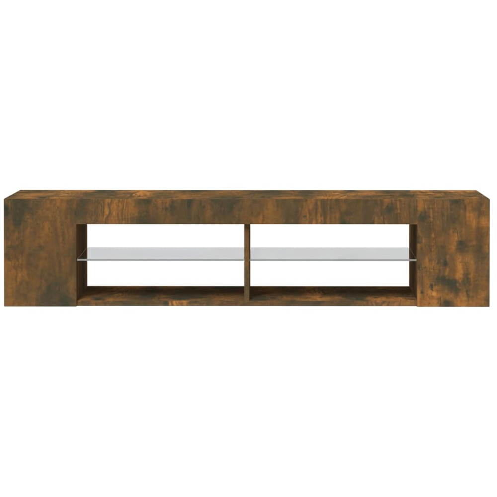 vidaXL 6 Shelf Smoked Oak TV Cabinet with LED Lights Image 4