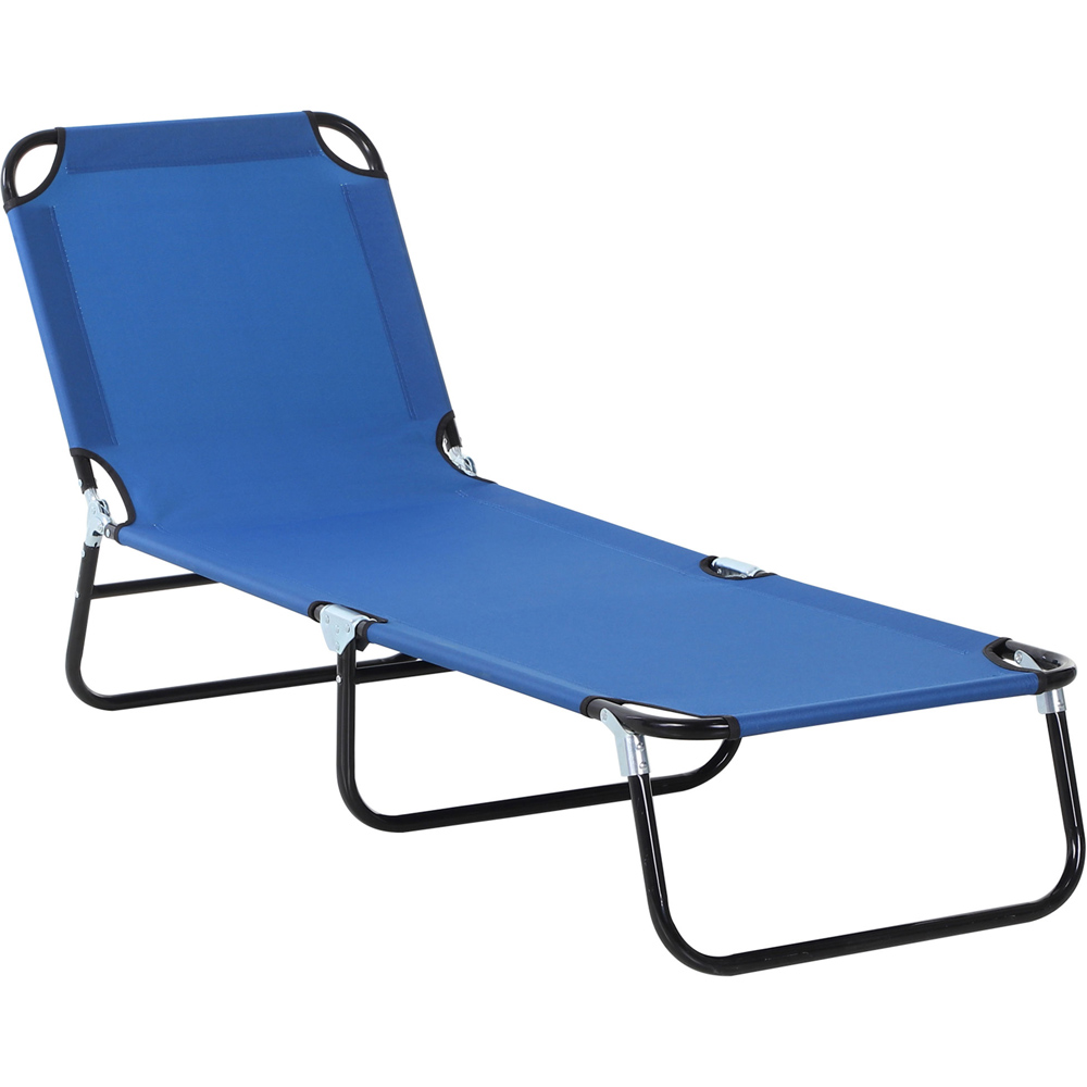 Outsunny Blue Portable Reclining Sun Lounger Image 2