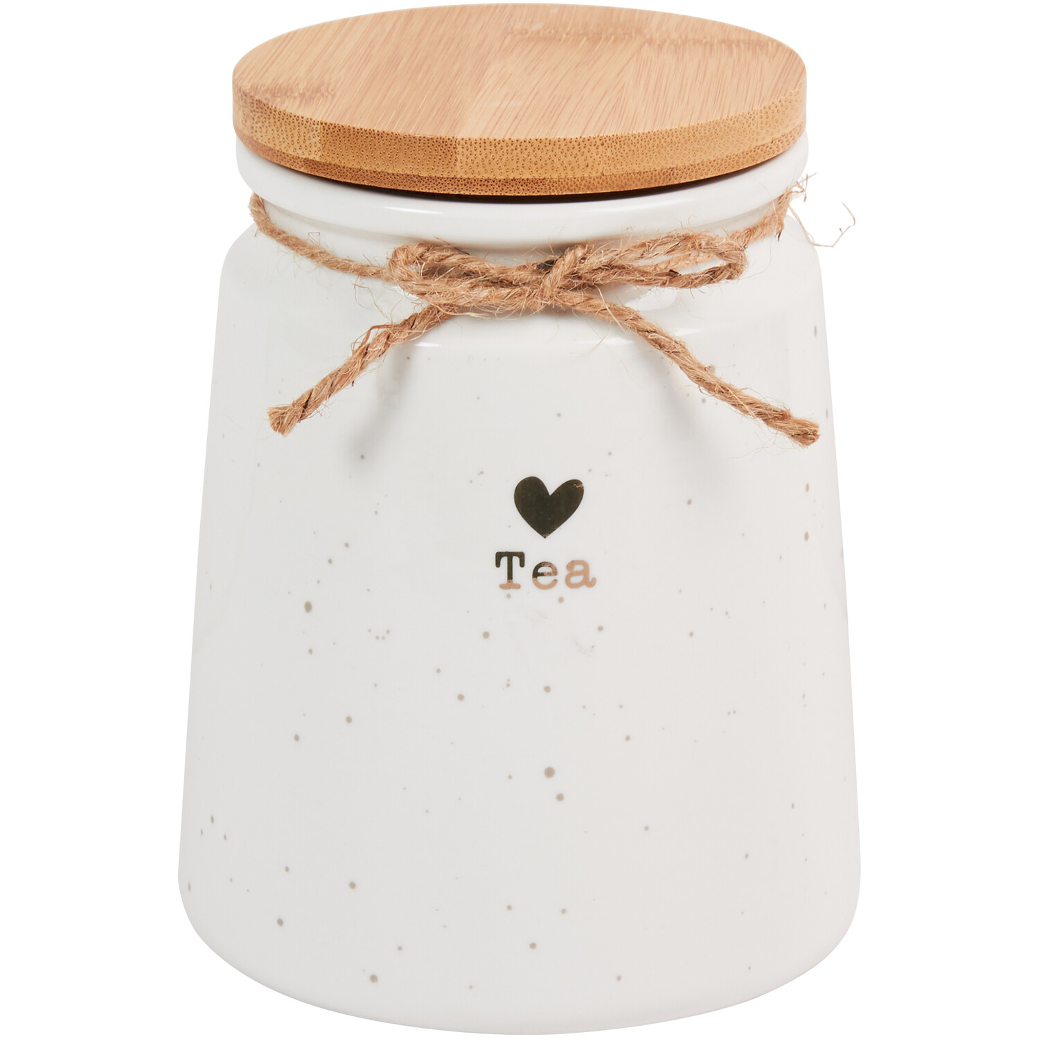 Gold Heart Canister with Bamboo Lid - White / Tea Image 1
