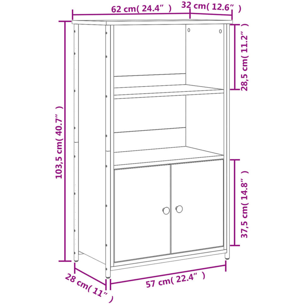 vidaXL 2 Door 2 Shelf Brown Oak Highboard Image 9