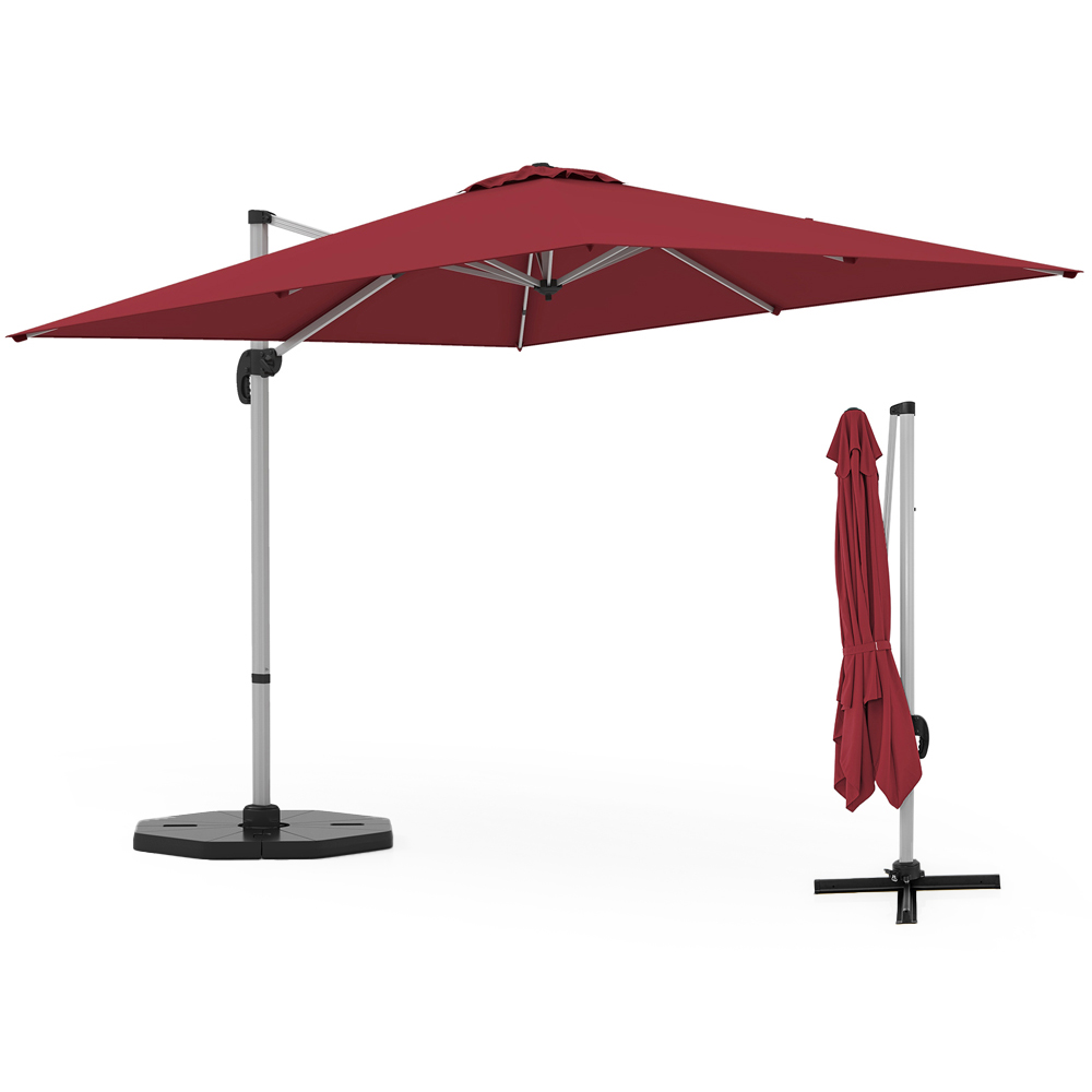 Costway Red Rotating and Adjustable Tilt Patio Cantilever Umbrella 3m Image 1