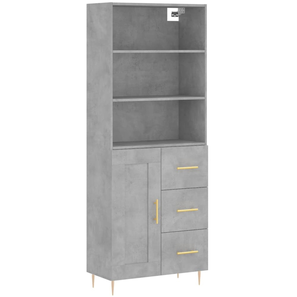 vidaXL Single Door 3 Drawer 3 Shelf Concrete Grey Highboard Image 4
