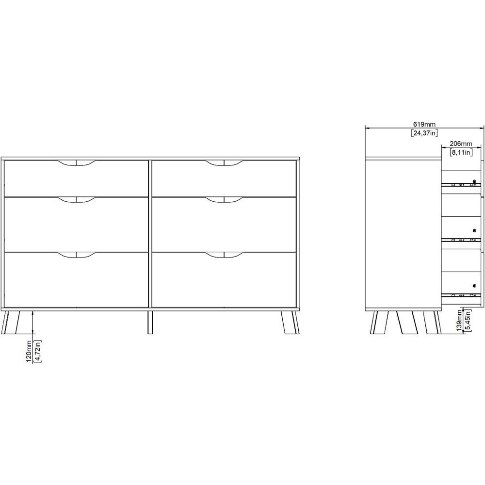 Furniture To Go Ikast 6 Drawer Brown and White Chest of Drawers Image 9