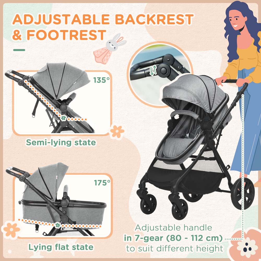 Portland Grey Baby Pushchair Stroller Image 5