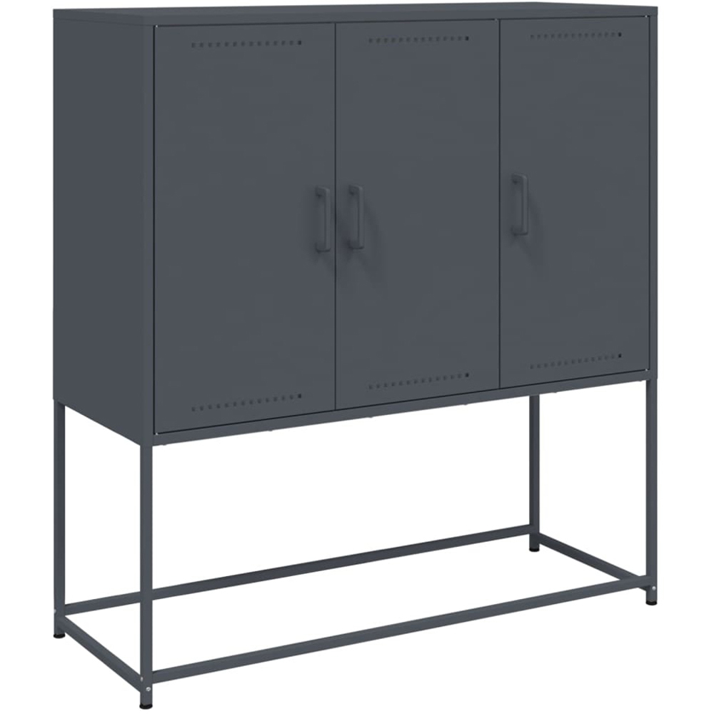 vidaXL 3 Door Anthracite Steel Highboard Image 2