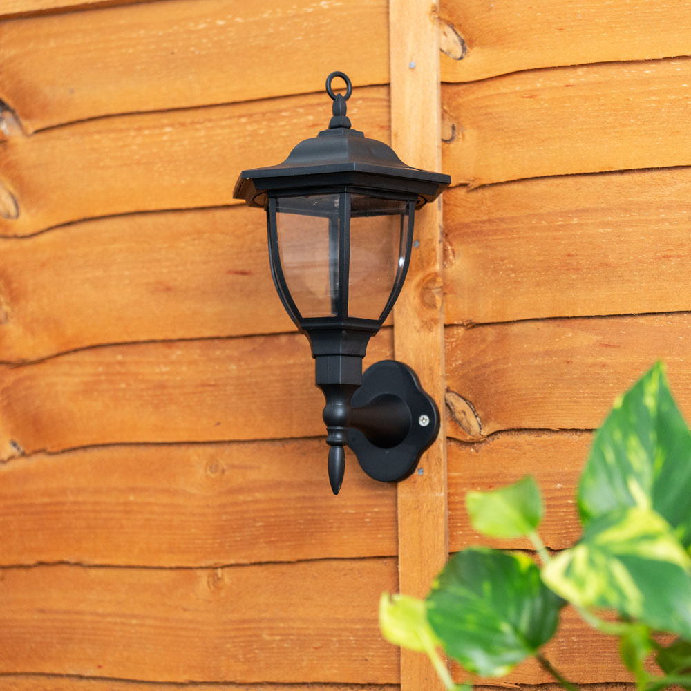 ValueLights Mayfair Set of 2 Black Outdoor Solar Wall Fence Lights Image 4