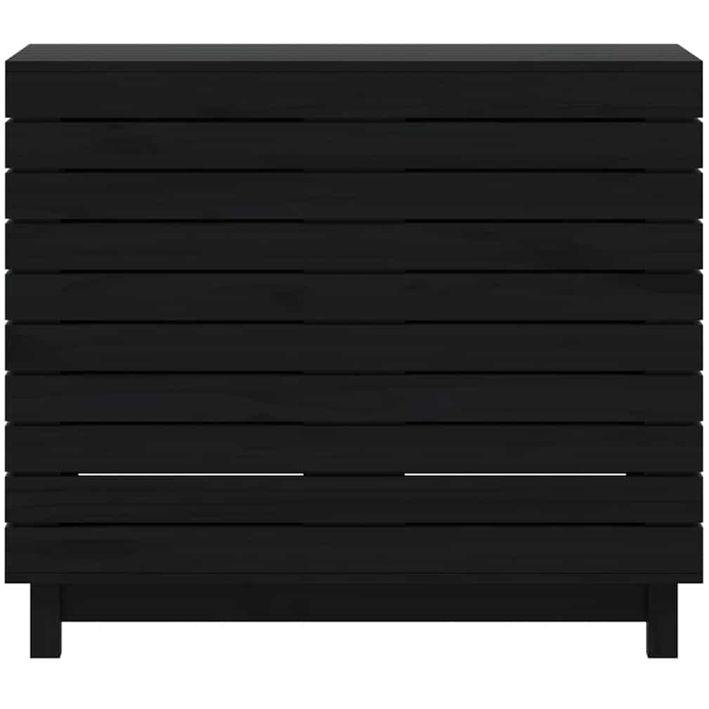 vidaXL Black Solid Pine Wood Laundry Basket 88.5 x 44 x 76cm Image 4
