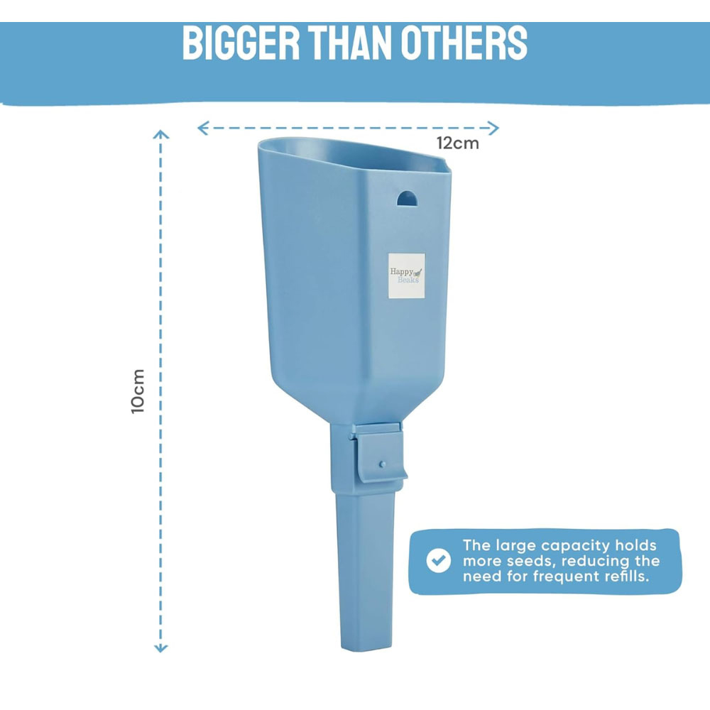 Happy Beaks Blue Large Plastic Feed Scoop with Handle and Lever Image 8