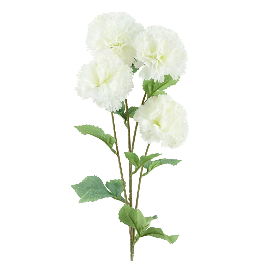 Leaf White Carnation Single Stem Artificial Flower 2.3ft 6 Pack Image 3