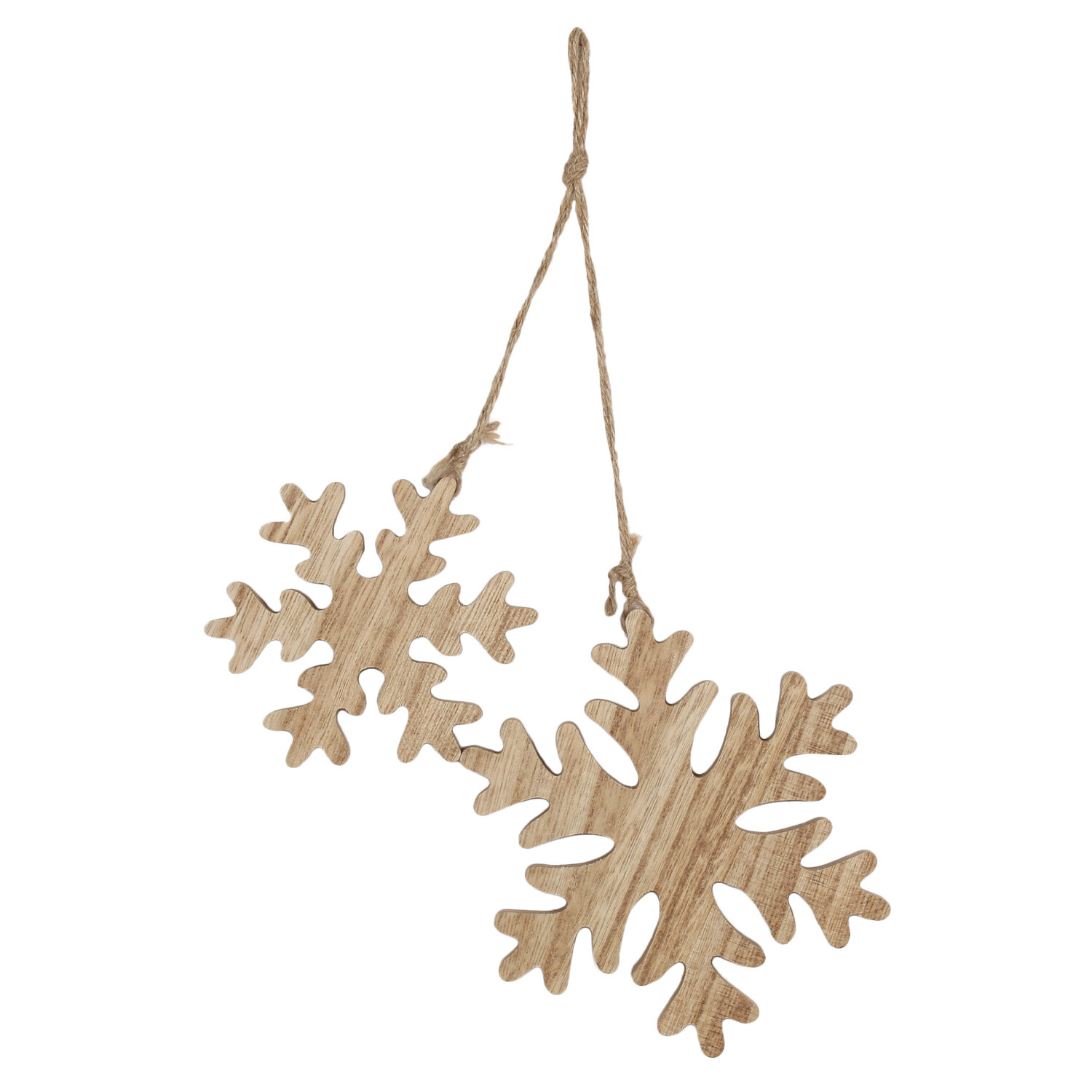 Natural Wooden 2 Snowflakes Hanging Ornament Image
