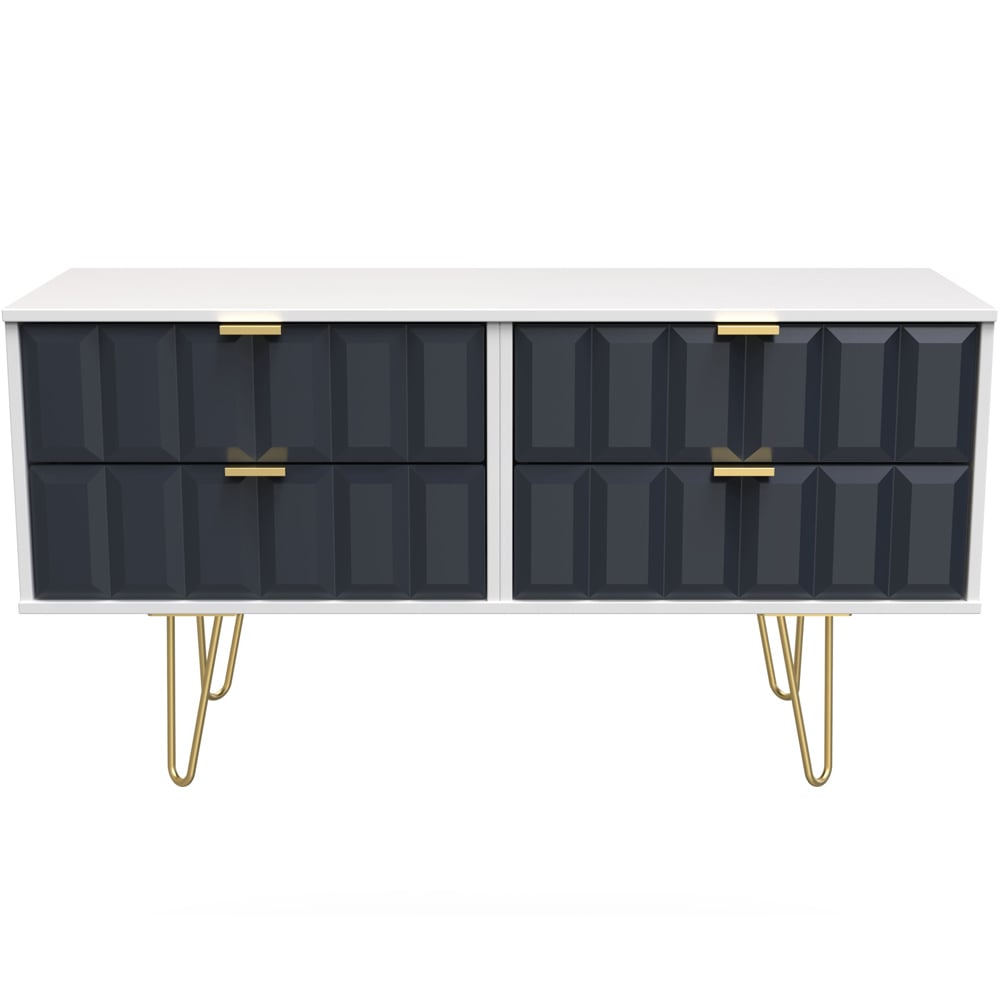 Crowndale Cube 4 Drawer Matt Indigo and White Chest of Drawers Ready Assembled Image 3
