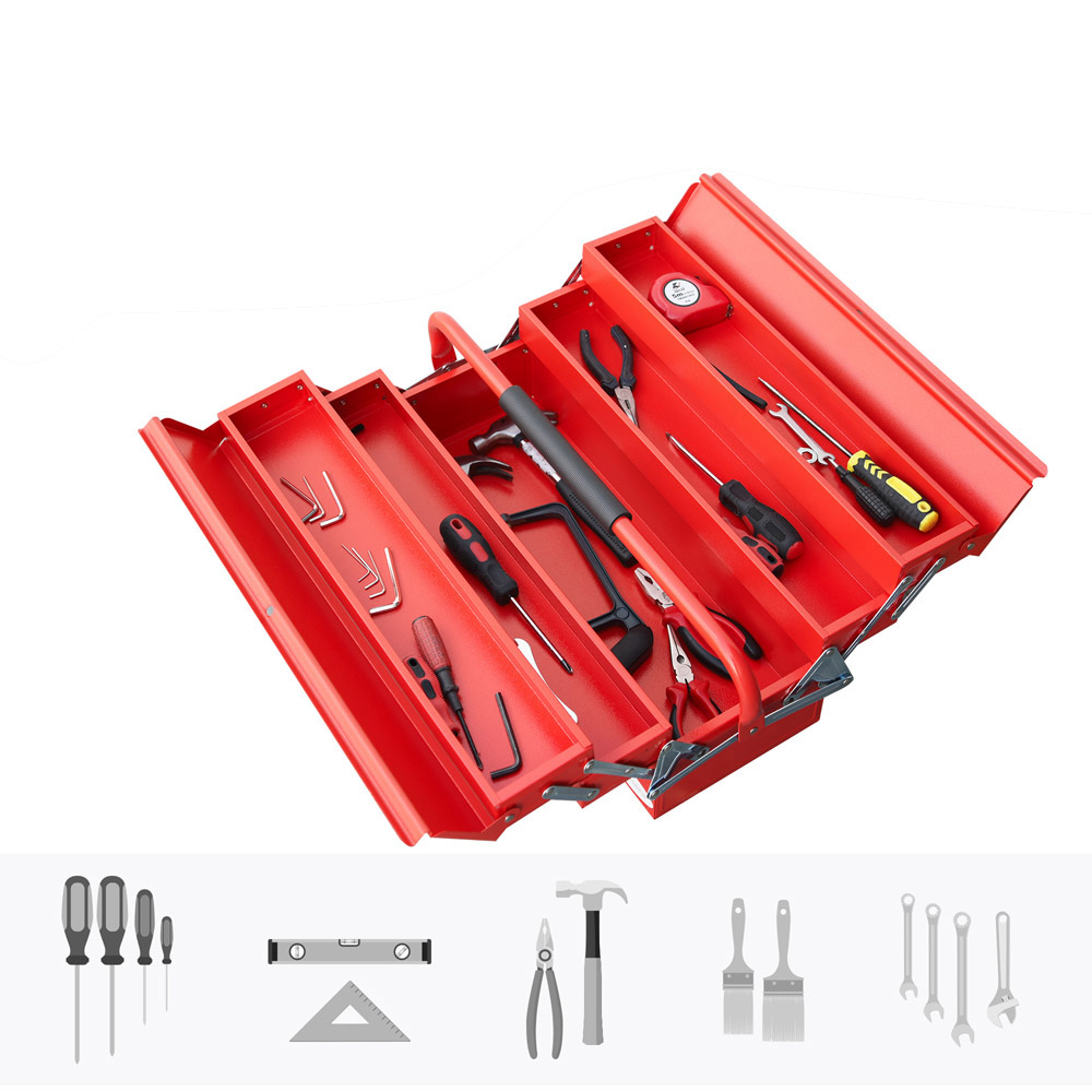 Durhand 5 Tray Red Steel Tool Box Image 4