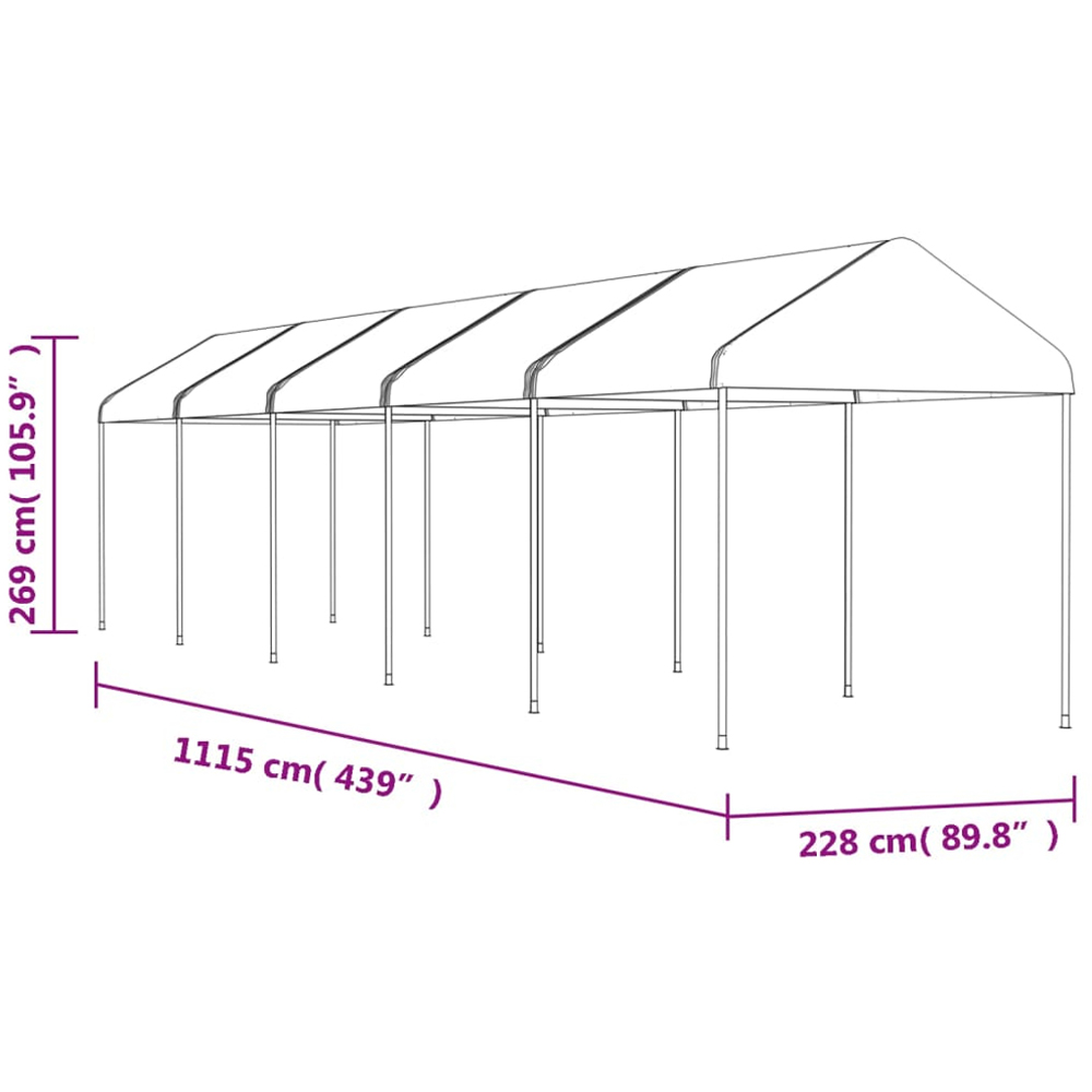 vidaXL 2.69 x 11.15m White Gazebo with Roof Image 5
