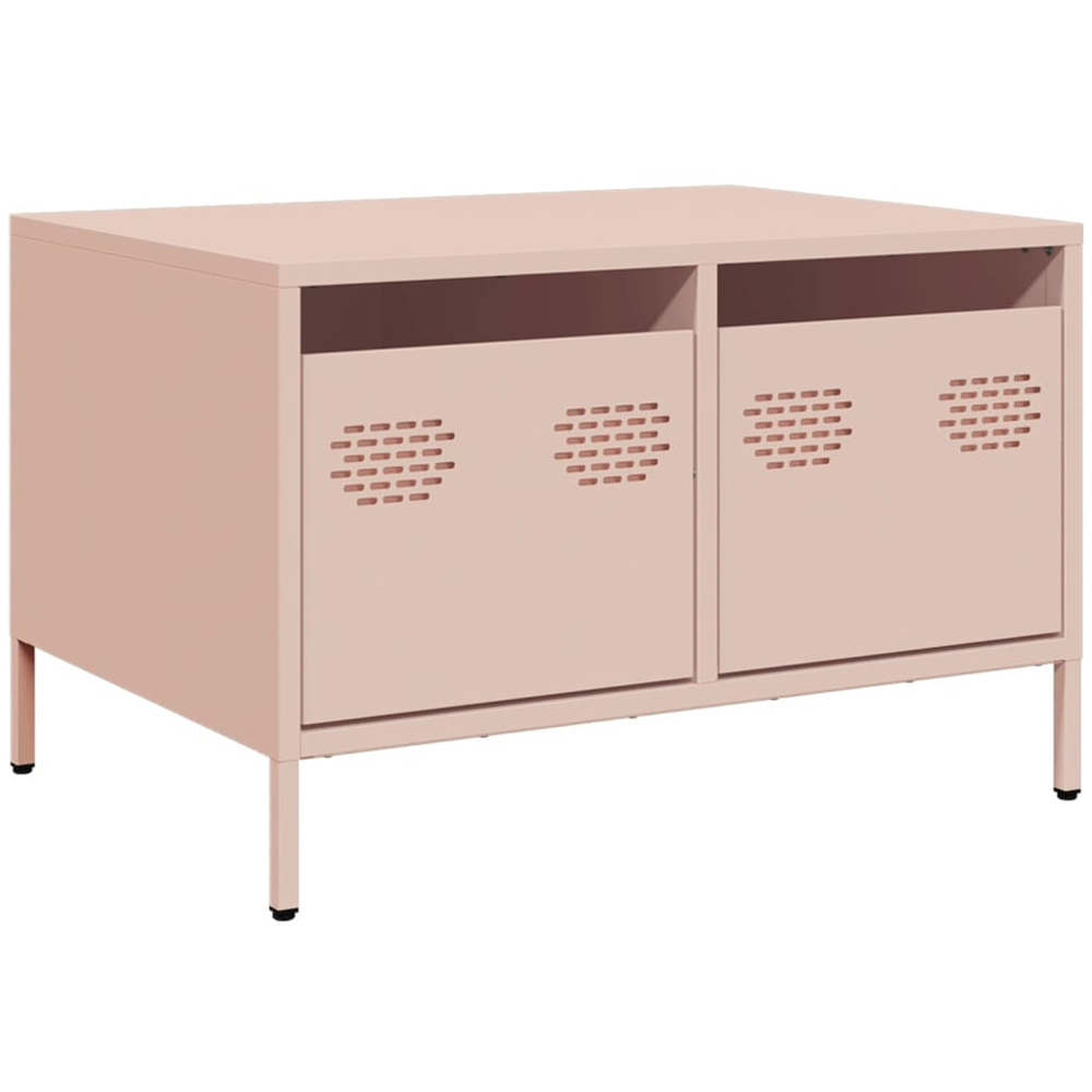 vidaXL 2 Drawer Pink Steel Industrial Style TV Cabinet Image 2