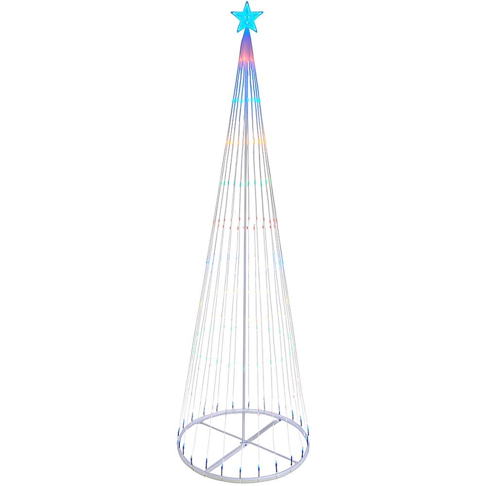 Neo Multicolour Waterfall LED Outdoor Christmas Tree with Remote 8ft Image 1