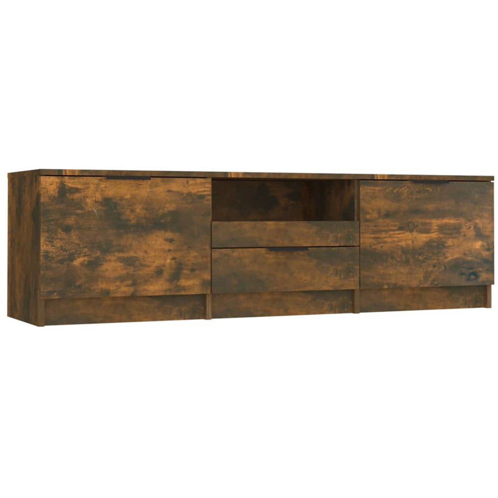 vidaXL 2 Door Single Drawer Single Shelf Smoked Oak TV Cabinet Image 2