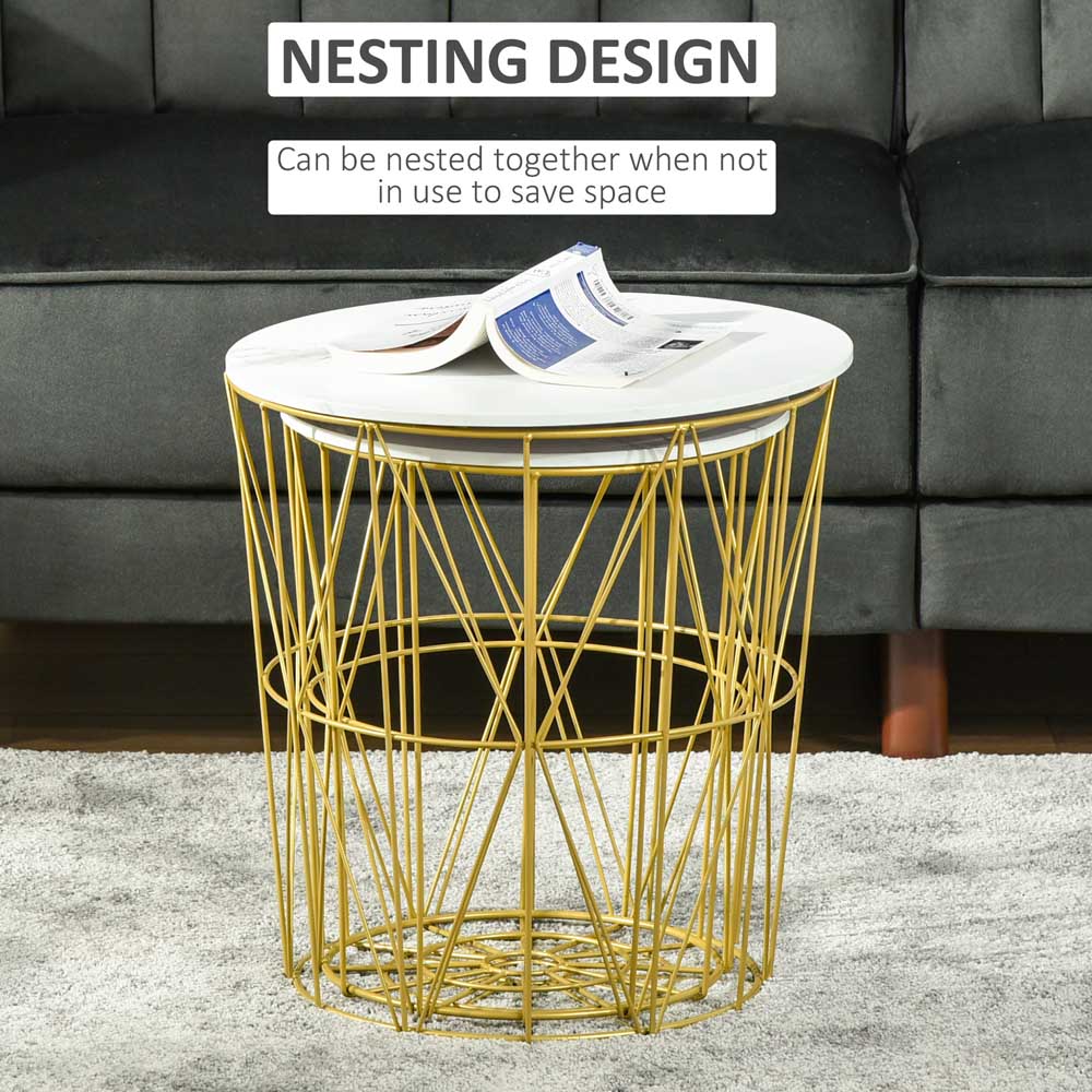 Portland White Wired Nest of Tables Set of 2 Image 5