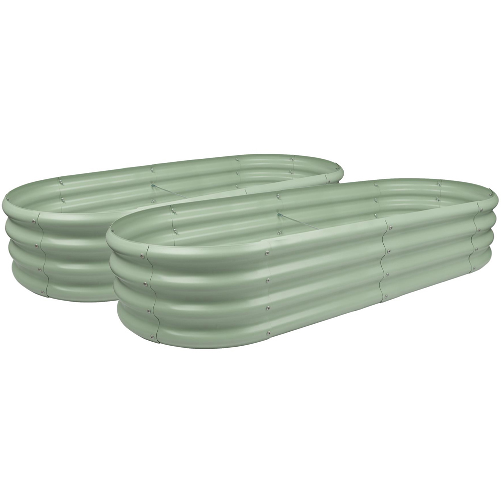 Harbour Housewares Green Rounded Galvanised Steel Raised Garden Bed 180 x 90cm 2 Pack Image 1