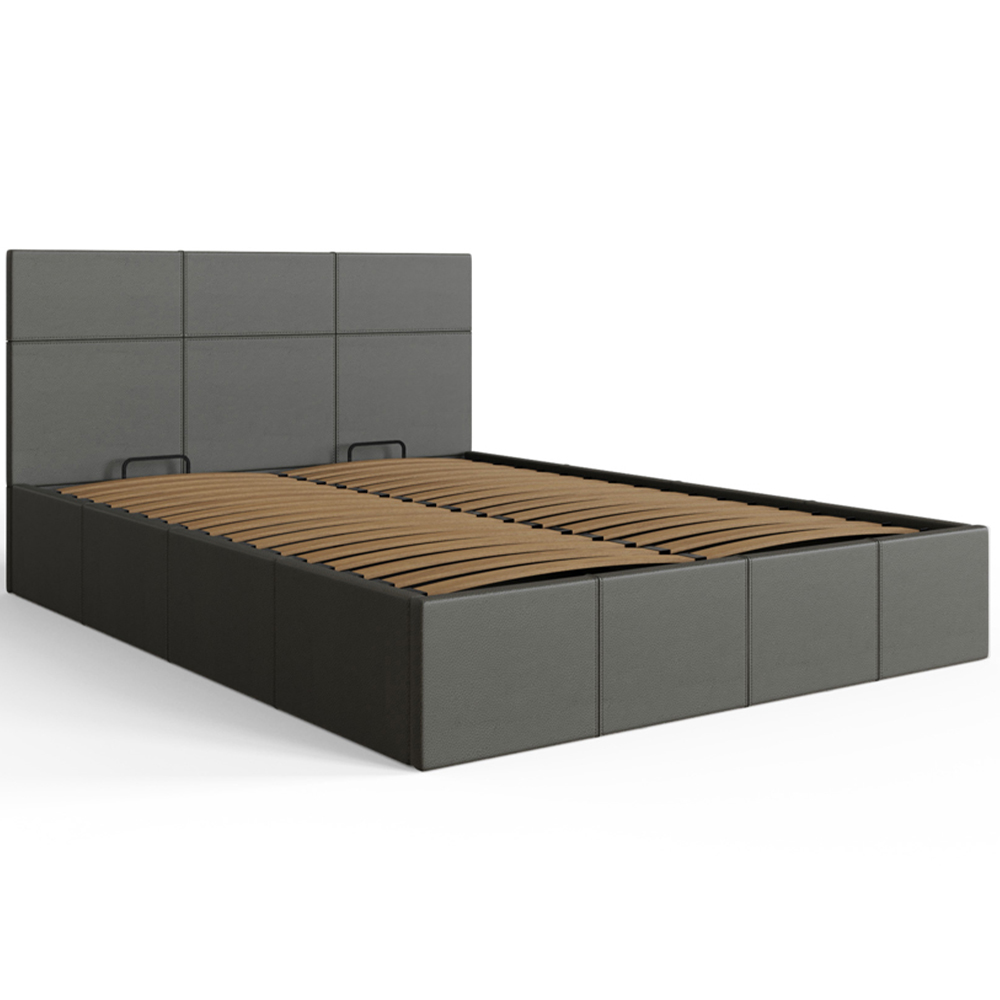 GFW Small Double Grey Faux Leather End Lift Ottoman Bed with Bonnell Mattress Image 3