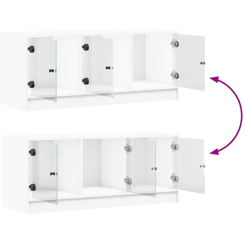 vidaXL 3 Glass Door White TV Cabinet Image 9