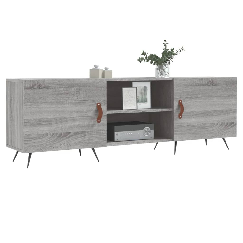 vidaXL 2 Door 2 Shelf Grey Sonoma TV Cabinet Image 3
