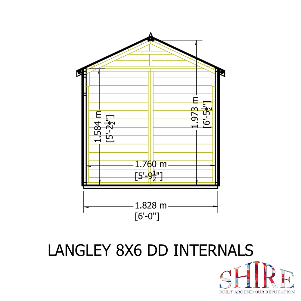 Shire GB Langley 8 x 6ft Shiplap Double Door Garden Shed Image 7