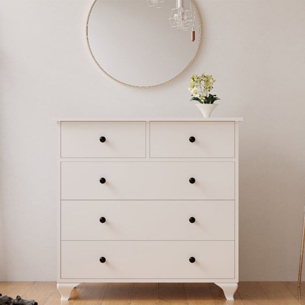 Evu ECU 5 Drawer White Chest of Drawers Image 4