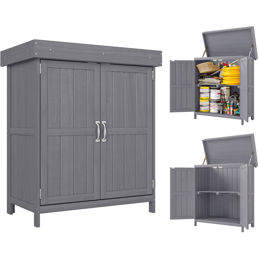 Outsunny 2.5 x 1.4ft Grey Burlywood Garden Shed Image 3
