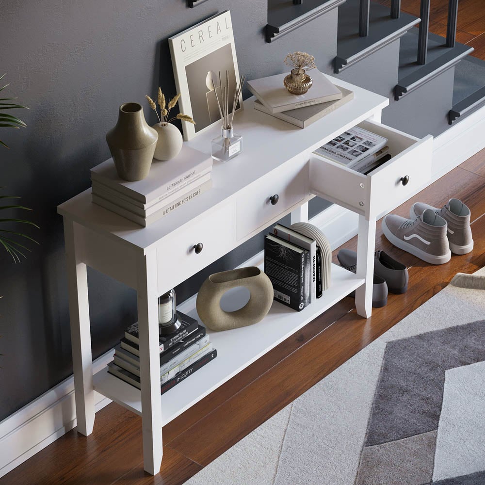 Vida Designs Windsor 3 Drawer White Console Table Image 5