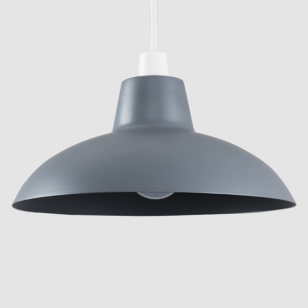 ValueLights Civic Dark Grey Retro Pendant Light Shade Image 3