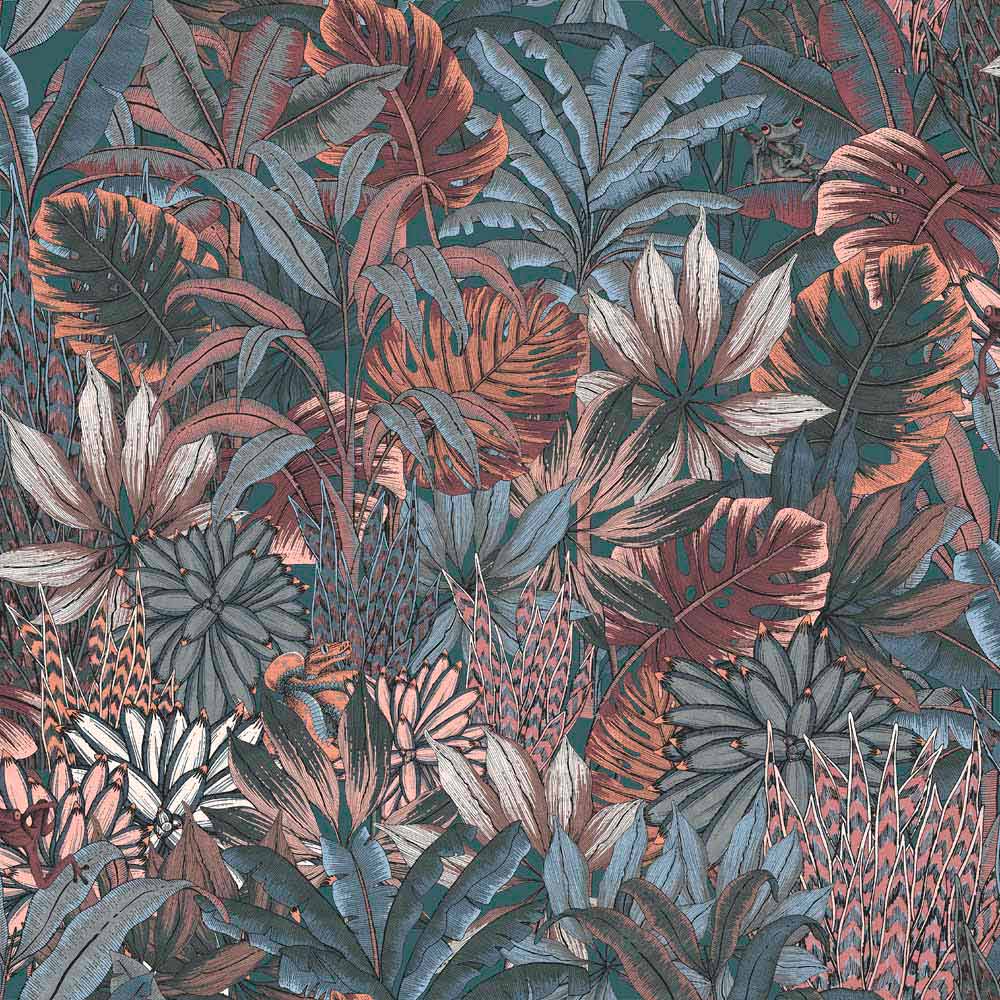 Muriva Lush Forest Teal Wallpaper Image 1