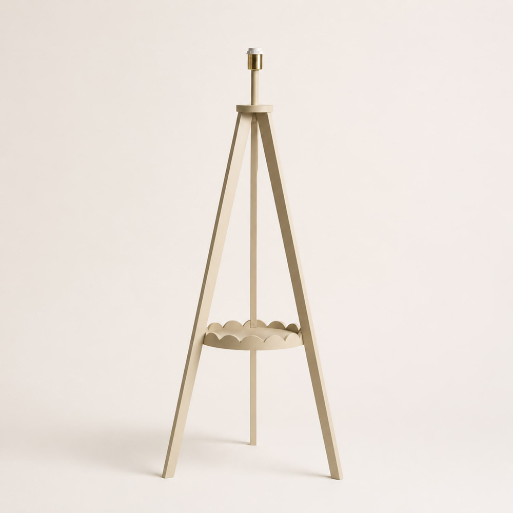 ValueLights Morrigan Single Scallop Shelf Cream Tripod Floor Lamp Base Image 3