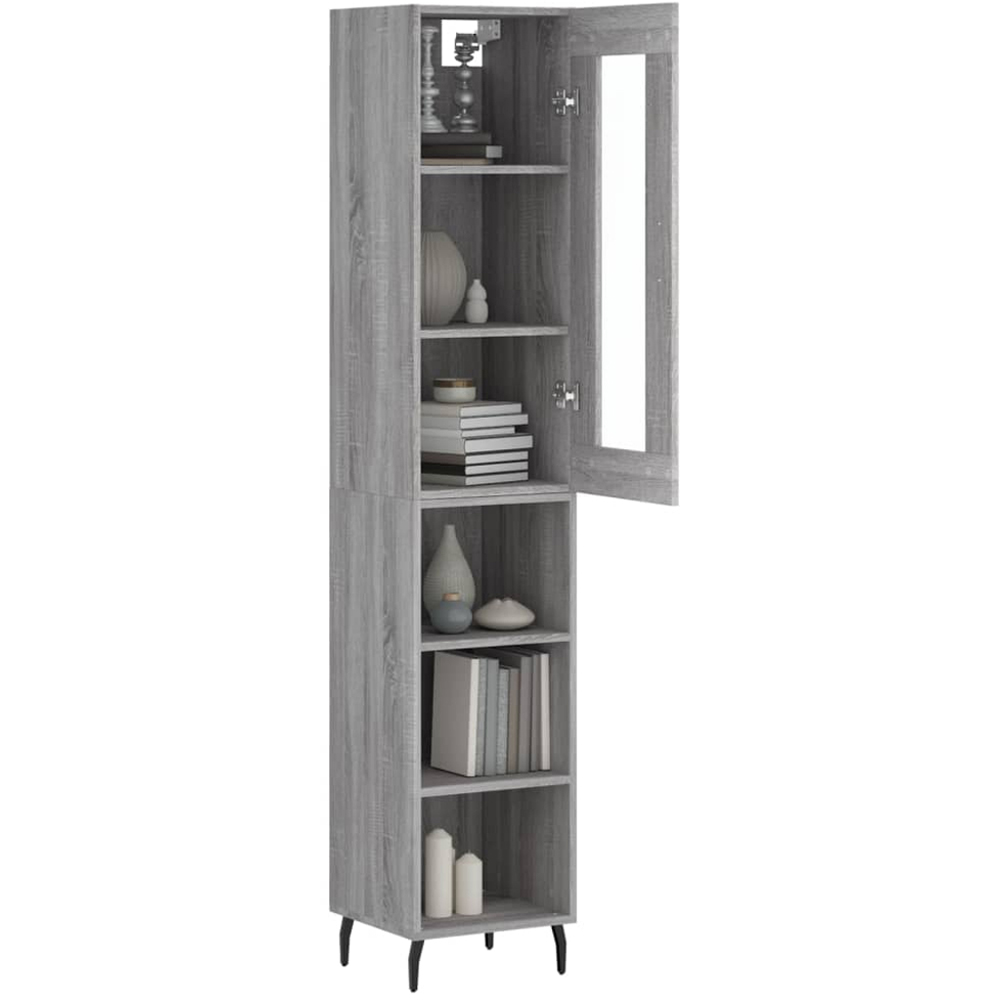 vidaXL Single Glass Door 3 Shelf Grey Sonoma Highboard Image 3