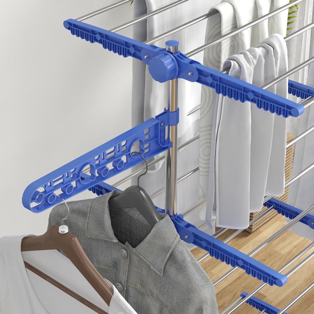 HOMCOM 4-Tier Blue Large Stainless Steel Clothes Drying Rack Image 3