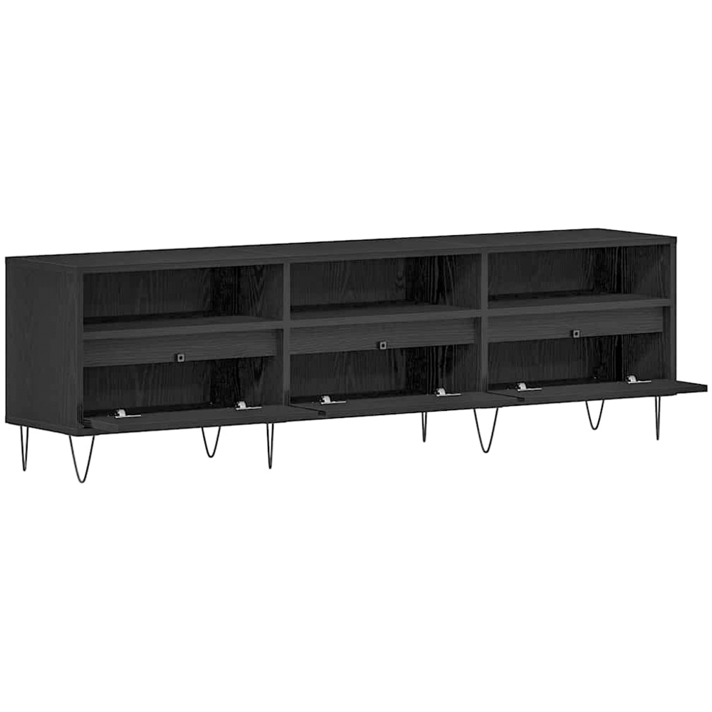 vidaXL 3 Door 3 Shelf Black Oak TV Cabinet Image 5