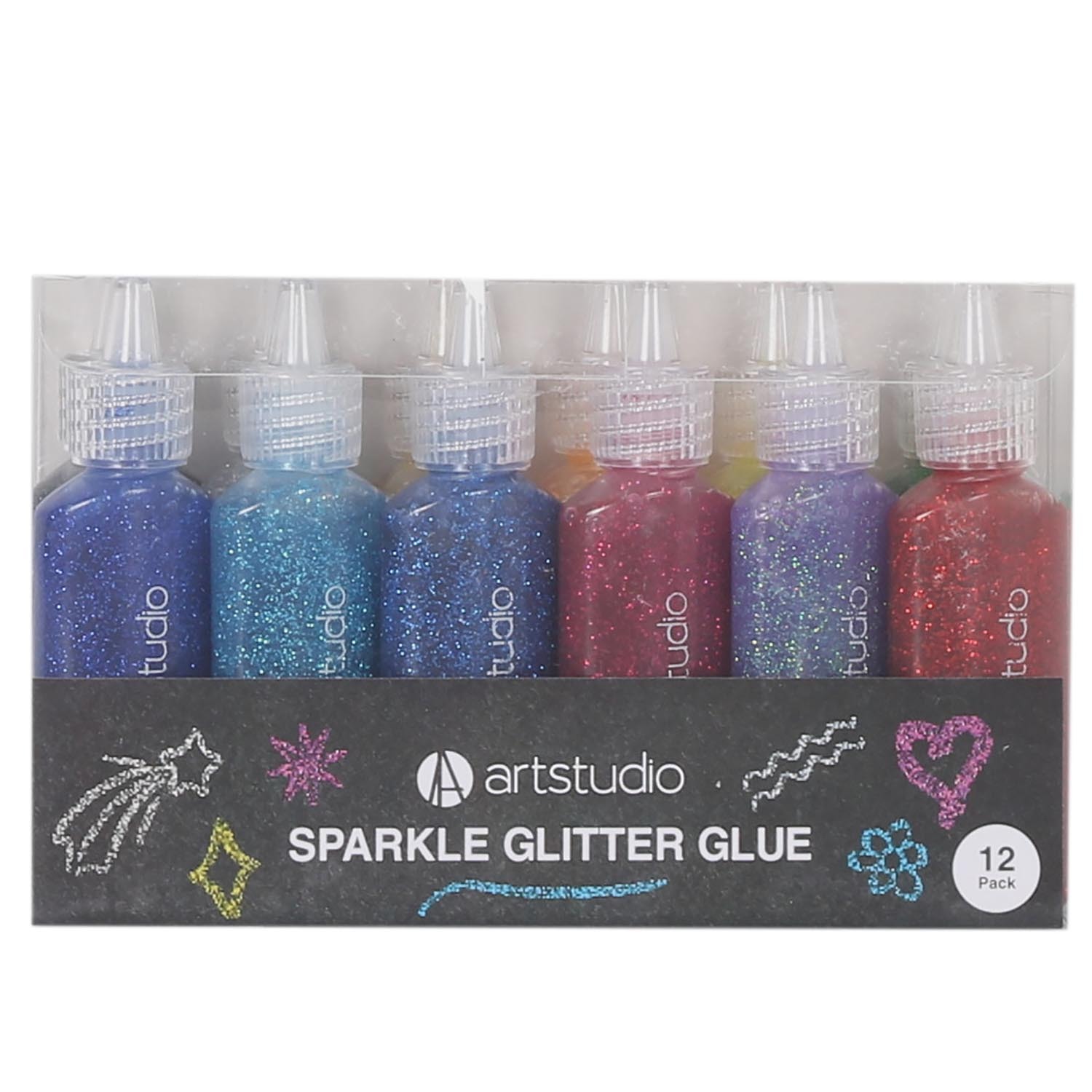 Pack of 12 Art Studio Sparkle Glitter Glue Image 3